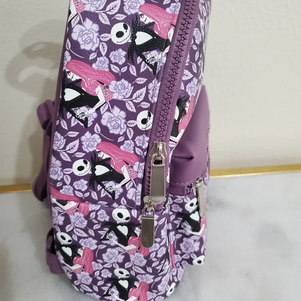 The Nightmare Before Christmas Jack And Sally Purple Rose Backpack NWT Unisex